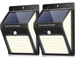 Solar Buitenlamp Met Bewegingssensor - Mini Solar Wandlamp Met Sensor - Waterdicht - Buiten & Tuin Sensor - Buitenverlichting Op Zonne-Energie - 2 Stuks - 140 LED - Drie Slimme Modi - Geschikt Voor Binnenplaats, Entree, Tuin, Parkeerplaats