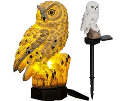 Solar Fakkel Uil - Zonne energie lamp - Uil tuinlamp - Sfeerlicht buiten solar - Zonne energie lamp - Tuinfakkel Uil – Lantaarn Uil - Wit - 1 Stuks