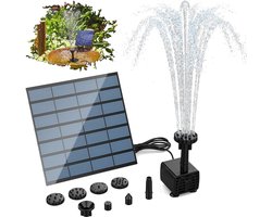 Solar Fontein - Fontein zonne energie - Fonteinset met 8 sproeiers - Outdoor zonne-waterpomp - Zonne-fonteinpomp - Vijverpomp zonne energie - Voor vogelbad, vijvers, tuin en aquarium, vijver