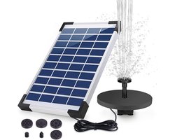 SOLAR Fontein op Zonne Energie - 5W Zonnepaneel - Vogelbadje Fontijn - Geschikt voor Vogelbadjes/Kleine Vijvers/Tuinen/Watercirculatie - Zwart