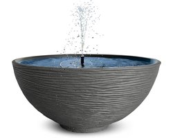 Solar Fontein Set - Waterpartij Buiten - Tuin Decoratie - Inclusief Decoratieve Kom - 45 x 23 cm - Grijs
