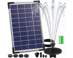 Solar Fontein - Vijverpomp Zonne-energie - Milieubescherming en Energiebesparing - 5W - 380L/H - Meerdere Sproeiers - voor Tuin & Vijver