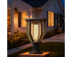 Solar Garden Light – Waterdichte solarlantaarn met een ingebouwde 2000 mAh-batterij, brandt automatisch van zonsondergang tot zonsopgang, geeft 2200K warmwit licht af, geschikt voor buitenlocaties zoals opritten, poorten, schuttingen en terrassen