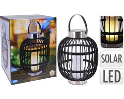 Solar lamp lantaarn LED - 44 cm HOOG - windlicht - LED kaars binnenin - buitenverlichting - tuinverlichting - sfeerverlichting