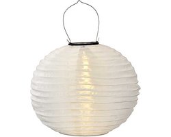 Solar lampion rond warm wit 25 cm (zonne-energie) buitenlampionnen voor in de tuin
