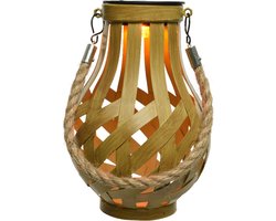Solar lantaarn ijzer goud met vlam effect 18,5 cm - Tuinlantaarns - Solarverlichting - Tuinverlichting