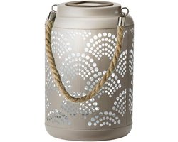 Solar lantaarn ijzer taupe met hengsel 23 cm - Tuinlantaarns - Solarverlichting - Tuinverlichting