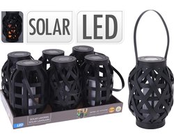 Solar lantaarn Rotan zwart LED