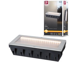 Solar LED-grondinbouwlamp Sorea Schemerings-sensor IP67 hoekig 200x100 mm 3000K 0,3W 16lm 3,7V Staal geborsteld ABS, Polycarbonaat, edelstaal