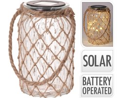 Solar LED lamp glas - sfeerverlichting - 110 X 185 MM - Prachtige verlichting voor buiten op de tafel - tuinverlichting op zonne-energie