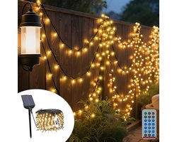 Solar LED Lichtenketting 30m 300LED Warmwit Buiten Met Afstandsbediening, 13 Modi, Timer & Opslagfunctie, IP44 Waterdicht, Solar Kerstverlichting Voor Tuin, Huwelijk, Kerstmis