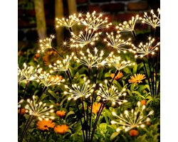 Solar LED Tuinverlichting voor Buiten - 2 Stuks Waterdichte Dandelion Tuinstaken met 8 Verlichtingsmodi voor Balkon en Bloembakken