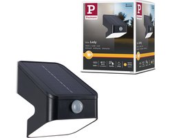 Solar LED wallwasher Lesly Schemergestuurde bewegingsmelder (IR) IP65 hoekig 113x138 mm 3000K 5,5W 400lm 3,7V Antraciet Kunststof