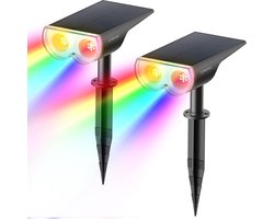 Solar Licht - Kleurrijke Solar Dusk to Dawn Garden Lights, Kleurrijke Multicolor Lichtsensor Solar Lamp, IP67 Waterdicht Solar Light, 4 Modes Garden Spotlight voor Outdoor Garden Entryway 2 Pack [Energieklasse A+]