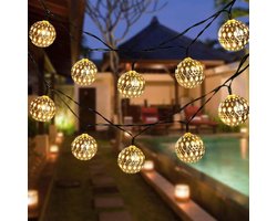 Solar lichtslinger - Solar lichtslinger voor buiten - lichtslinger - lichtslinger buiten - solar tuinverlichting - 5 meter - Zilver/Warm wit licht - Kunststof