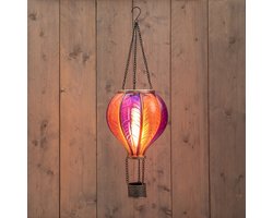 Solar luchtballon | 24 LED’s | Vlam-effect | 20x62 cm | Roze | Anna's Collection