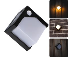 Solar outdoor muurlamp Pretoria - 1W 50lm 2700K IP44 - sensor - Zwart