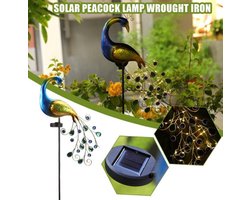 Solar Pauw Verlichting - Outdoor LED Licht - Metalen Pauw Standbeeld - Voor Gazon en Landschap - Perfect voor Tuin, Pad en Tuindecoratie - Prachtige Sculptuur die Licht en Schoonheid Brengt aan Je Buitenruimte