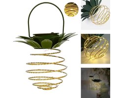 Solar powered ananas kroonluchters met 60 LED lampen, warm licht voor buiten, sfeervolle tuinverlichting en decoratie.