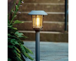 Solar priklamp buiten 'Avenue' - Warm wit licht - Padverlichting op zonne-energie - Buitenlamp - Metaal - Zwart - Solar tuinverlichting