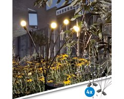 Solar priklamp Miami | Set van 4 | 6 leds | Warm wit licht | Buitenlamp op zonne-energie | Solar padverlichting
