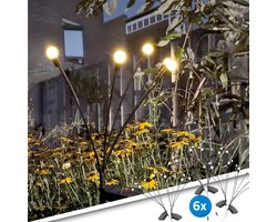 Solar priklamp Miami | Set van 6 | 6 leds | Warm wit licht | Buitenlamp op zonne-energie | Solar padverlichting