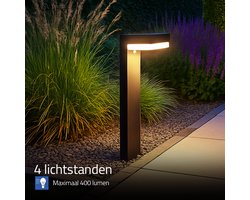 Solar staande lamp 'Oslo' - Sta lamp voor buiten - Zwart - Met bewegingssensor - Solar tuinverlichting - Tuinverlichting op zonne-energie
