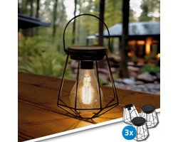 Solar tafel- en hanglamp buiten 'Vogue' - Voordeelset van 3 stuks - Tuinverlichting - Buitenlampen op zonne-energie - Zwart