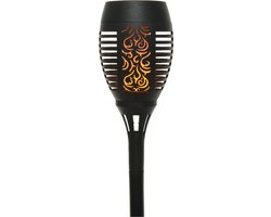 Solar tuinfakkel zwart met vlameffect 49 cm - Solarlampen - Fakkels - Tuinverlichting