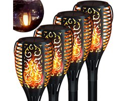 Solar Tuinfakkels | tuinverlichting 4 stuks | 51 cm | Buitenverlichting | op zonne energie | Solar fakkel met sensor |
