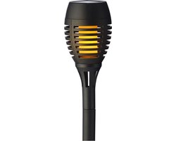 Solar tuinfakkels/tuinlampen/lichtjes - vlam-effect - zonne-energie - 27 cm - Prikspots - tuinverlichting - 4x stuks