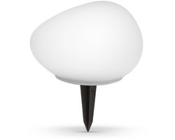 Solar Tuinlamp Kiezelvorm Steen – Mat Glas – Warm Wit LED – Met Grondspies – 16,5 X 14,2 Cm – Op Zonne-Energie – Automatisch Aan Bij Schemer – Sfeervolle Buitenverlichting Voor Tuin En Terras [11768]