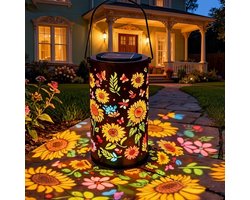 Solar Tuinlamp - Tuinverlichting op zonneenergie - 18 × 10 cm -Tuinverlichting solar - Zonnebloem opengewerkte lantaarns - Buitenverlichting - Zonne-energie Hanglamp - Sfeerverlichting - Decoratieve verlichting voor kamperen, Tuin, Pad - Multi
