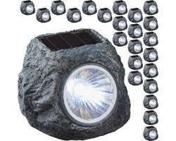 Solar Tuinlampen - Stenen Verlichting - Buiten Decoratie - Automatisch Aan/Uit - 6.5 x 6.5 x 6.5 cm - Zwart