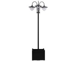 Solar Tuinlantaarn - Staande Buitenlamp met Lichtregeling - Solar Lantaarn - Tuinlamp op Zonne Energie - Waterdicht IP44 met Bloempotvoet - Solarlamp voor Buiten - Tuin & Balkon - 189 cm Hoog - Zwart