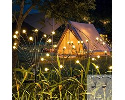 Solar Tuinverlichting Buiten - Vuurvliegjes Lampen op Zonne-energie - 2 Stuks 10 LEDs - IP65 Waterdicht - Verstelbare Hoogte - Sfeerverlichting voor Tuin - Balkon - Terras