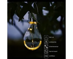 Solar tuinverlichting - Hanglamp vintage gloeilamp look 'Eddy' - Set van 4 stuks - Warm wit licht - Buitenlampen op zonne-energie