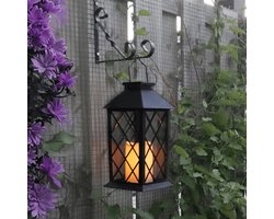Solar tuinverlichting - Lantaarn 'Candle II' - Met kaars - Extra warm wit licht - Lantaarnpaal voor buiten - Buitenlamp op zonne-energie
