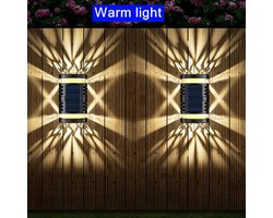 solar tuinverlichting-Set van 2 grote solar LED wandlampen – Waterdicht voor tuin, balkon & buiten-warm licht-Belle's product