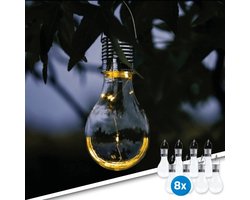 Solar tuinverlichting - Vintage gloeilamp look 'Eddy' voor buiten - Set van 8 stuks – Warm wit licht - Buitenlampen op zonne-energie