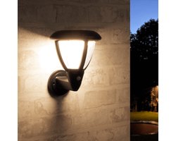 Solar tuinverlichting wandlamp 'Daisy' - Tuinverlichting op zonne-energie geschikt voor de schutting - Klassieke wandlamp - Zwart