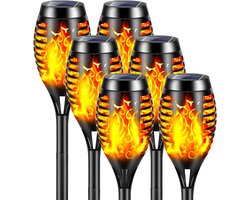 Solar vlamlampen voor buiten, 6 stuks (12 LED's), geschikt voor buitentuinen, IP65 waterdichtheid, realistische vlamlampen op zonne-energie, te gebruiken voor decoratie in tuinen, terrassen, paden en binnenplaatsen.