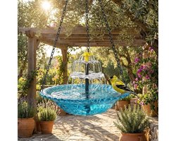 Solar Vogelbad Fontein - Hangende Gelaagde Cascade - Weerbestendig Kunststof - Voor Tuin En Terras Decoratie - 1 Stuk