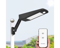 Solar wandlamp buiten 'Paddle' - Zwart - 900 lumen - Helder wit licht (5000K) - IP65 - Schijnwerper met bewegingssensor - Tuinverlichting op zonne-energie