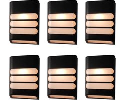 Solar wandlamp buiten - Set van 6 stuks - Tuinverlichting op zonne-energie geschikt voor schutting - Zwart
