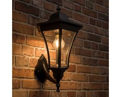 Solar wandlamp buiten 'Sheffield' - Met schemer- en bewegingssensor - Warm wit licht (3000K) - 70 lm - IP54 - Wandlamp op zonne-energie - Klassiek model - Zwart