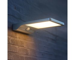 Solar wandlamp buiten 'Slim' - Zilver - Buitenlamp met sensor - Tuinverlichting met sensor - Schijnwerper met bewegingsmelder - Wandlamp op zonne-energie