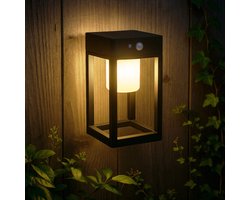 Solar wandlamp buiten 'Svea' - Warm wit licht - 4 lichtstanden - Buitenlamp op zonne-energie - Industriële wandlamp - Metaal - Zwart