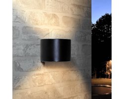 Solar wandlamp up down light 'Emme' - Ronde afwerking - Tuinverlichting geschikt voor de schutting - Zwart