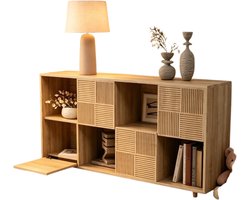 Solayne Boekenkast - Opbergkast - Organizer - Boekenrek - Vakkenkast - Speelgoedkast - Kinderboekenkast - 125x30x60 cm - Natural wood